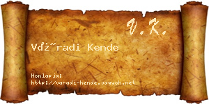 Váradi Kende névjegykártya